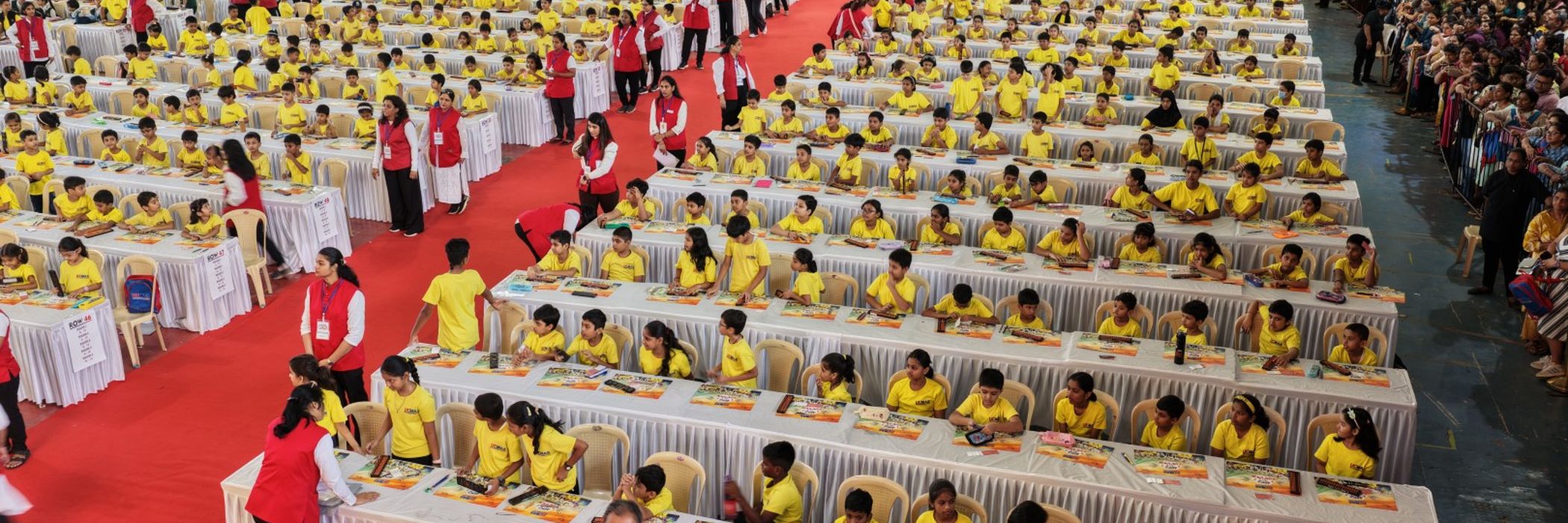 Rows of UCMAS students competing at a national-level abacus and mental arithmetic competition